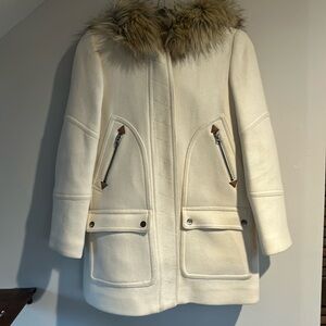 J crew jacket with removable fur trim hood